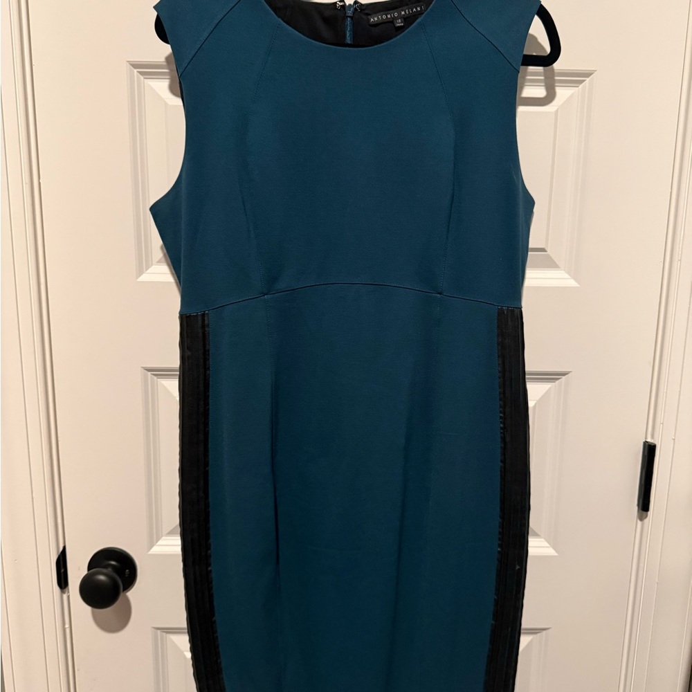 ANTONIO MELANI Teal and Black Midi Dress